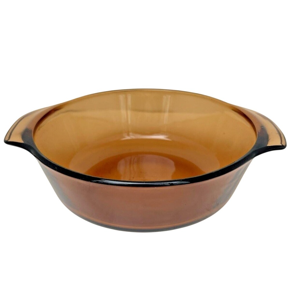 Anchor Hocking Fire-King Casserole Dish Amber Glass 1 Qt 436 1970s Brown